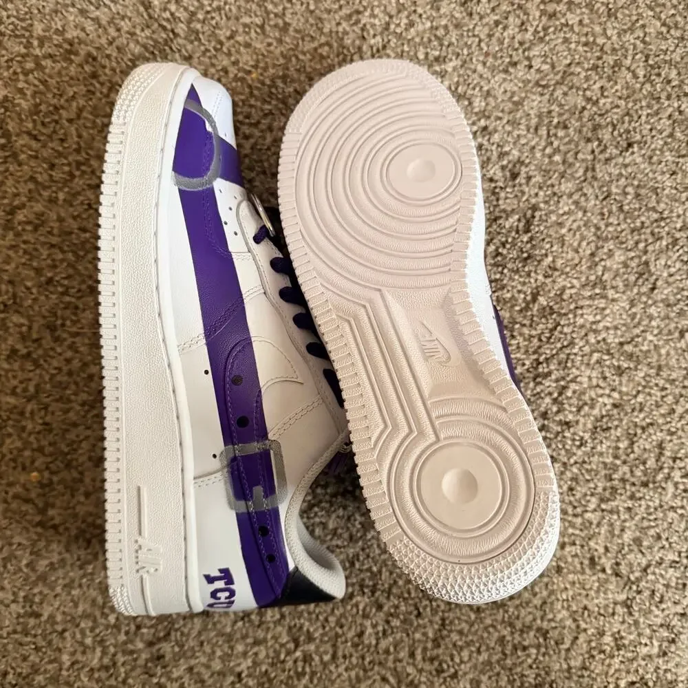 Custom TCU Nike Air Force 1s Lows White Purple Size 8 Womens NEW Rare